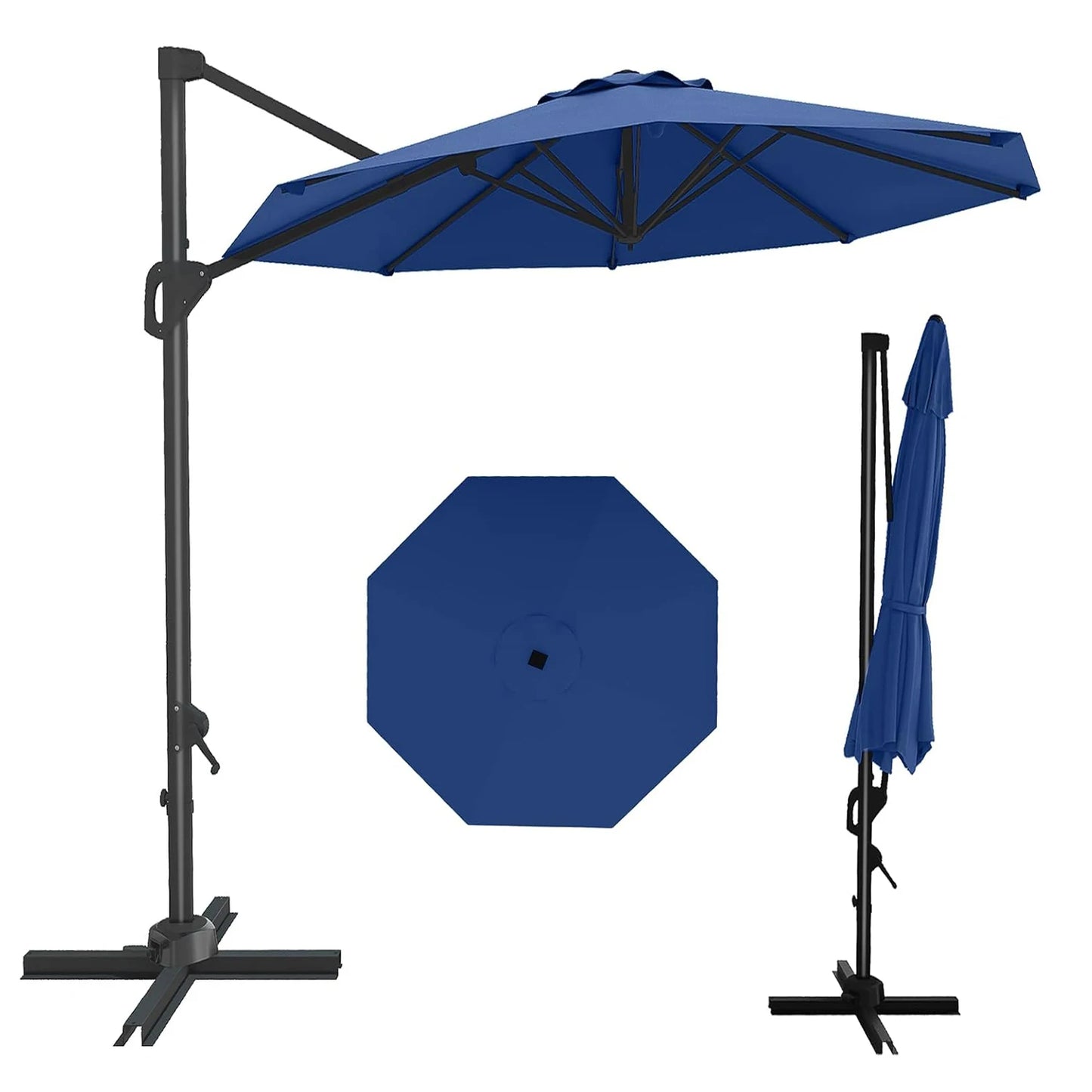 HiMISS 360 Degree Rotation Patio Cantilever Umbrella With Aluminum Frame