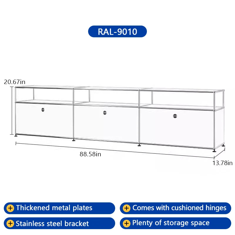 Bigcityfur Storage Cabinet Stainless Steel Metal Sideboard
