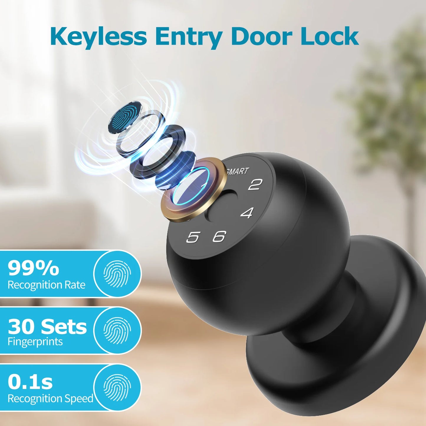 Viladepot Biometric Bluetooth Smart Lock With Fingerprint And Passcode