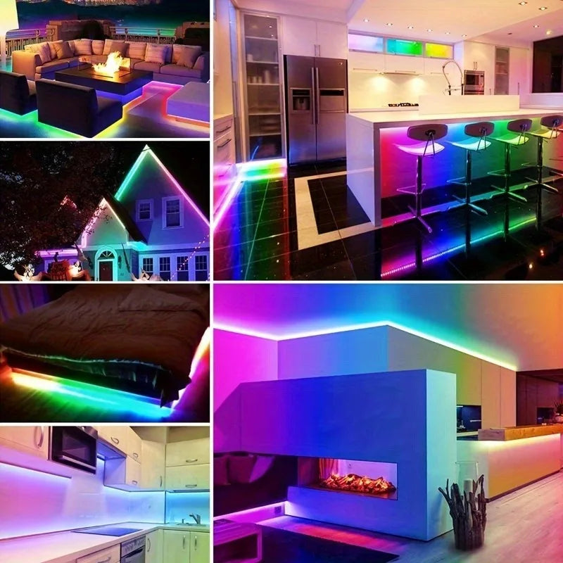RGB Neon LED Rope Lights For Bedroom Flexible Changing LED Strip With Remote And App Control