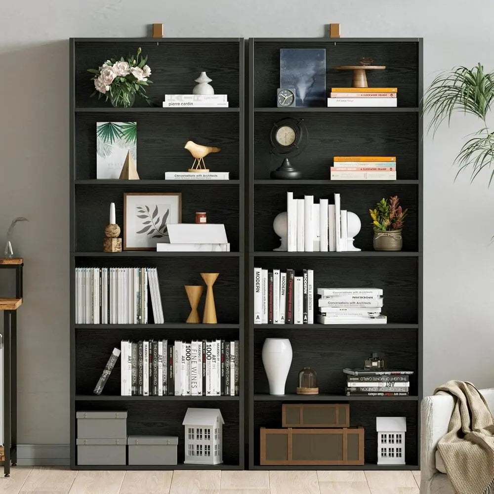 IRONCK 6-Tier Bookcase Set Of 2 Floor Standing Shelving Units