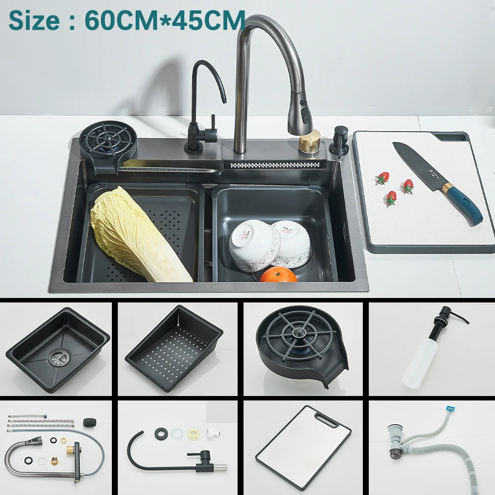 Stainless Steel Undermount Single Bowl Kitchen Sink With Digital Display