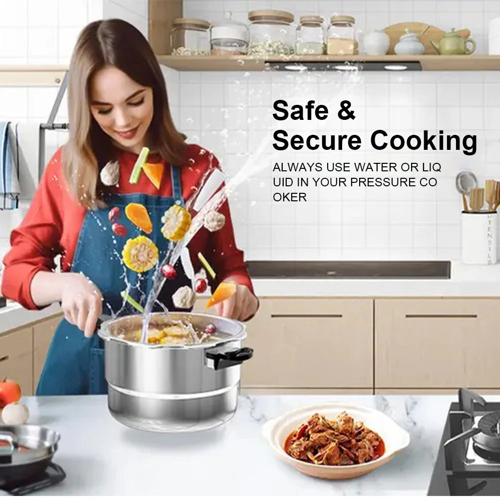 Stainless Steel Pressure Cooker With Steaming Plate For Stovetops