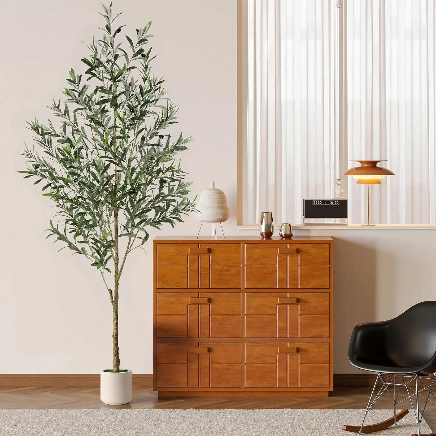 Olive Tree Silk Plant in Planter for Home Office Decor