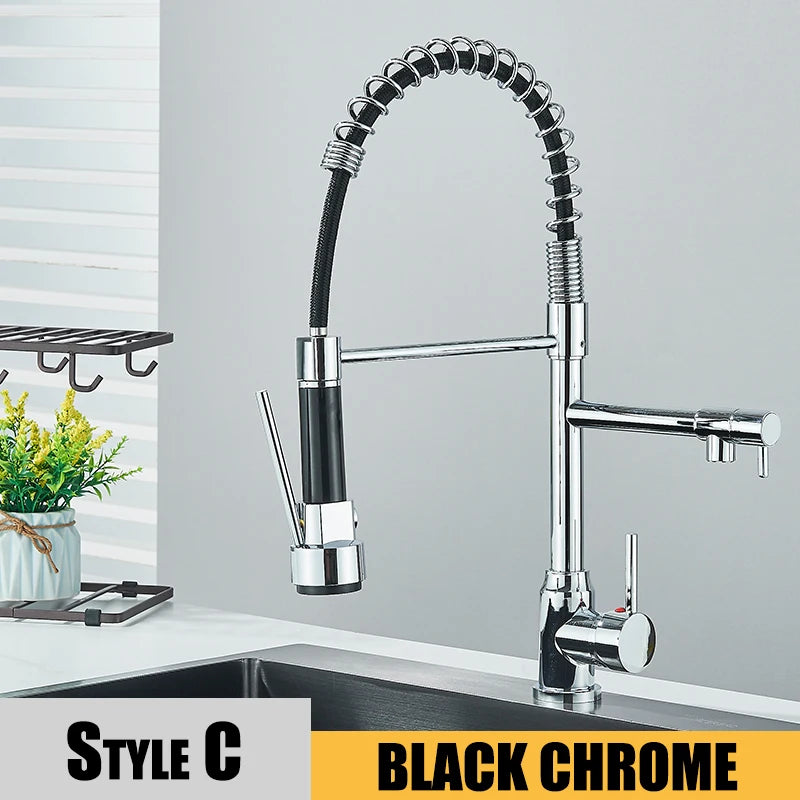 Wanmivezlo Kitchen Sink Faucet Pull-Down 2-Mode Hot Cold Deck-Mounted
