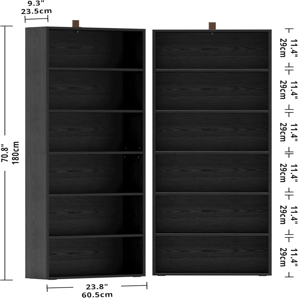 IRONCK 6-Tier Bookcase Set Of 2 Floor Standing Shelving Units