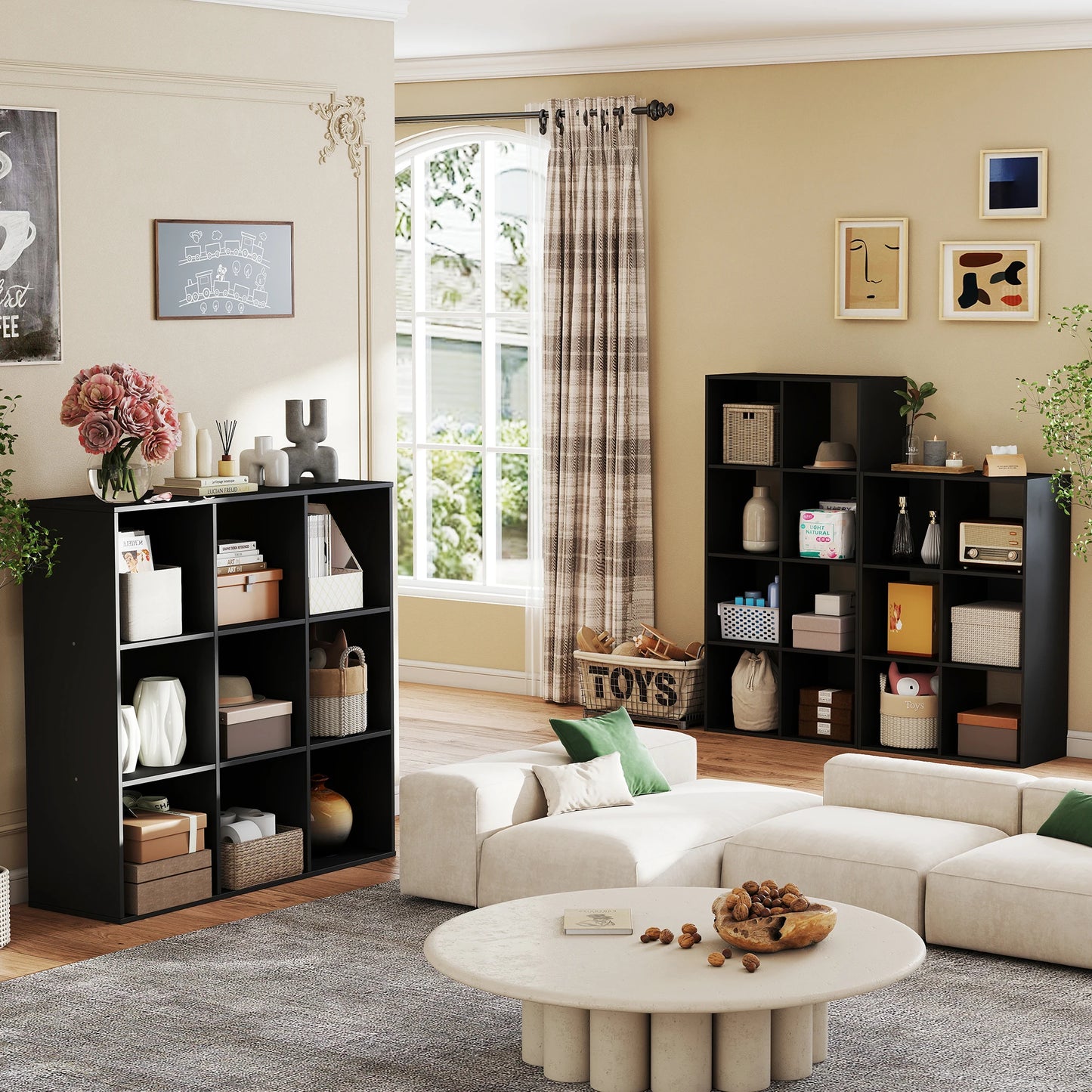 JHK Wooden Cube Storage Organizer Bookcase For Living Room