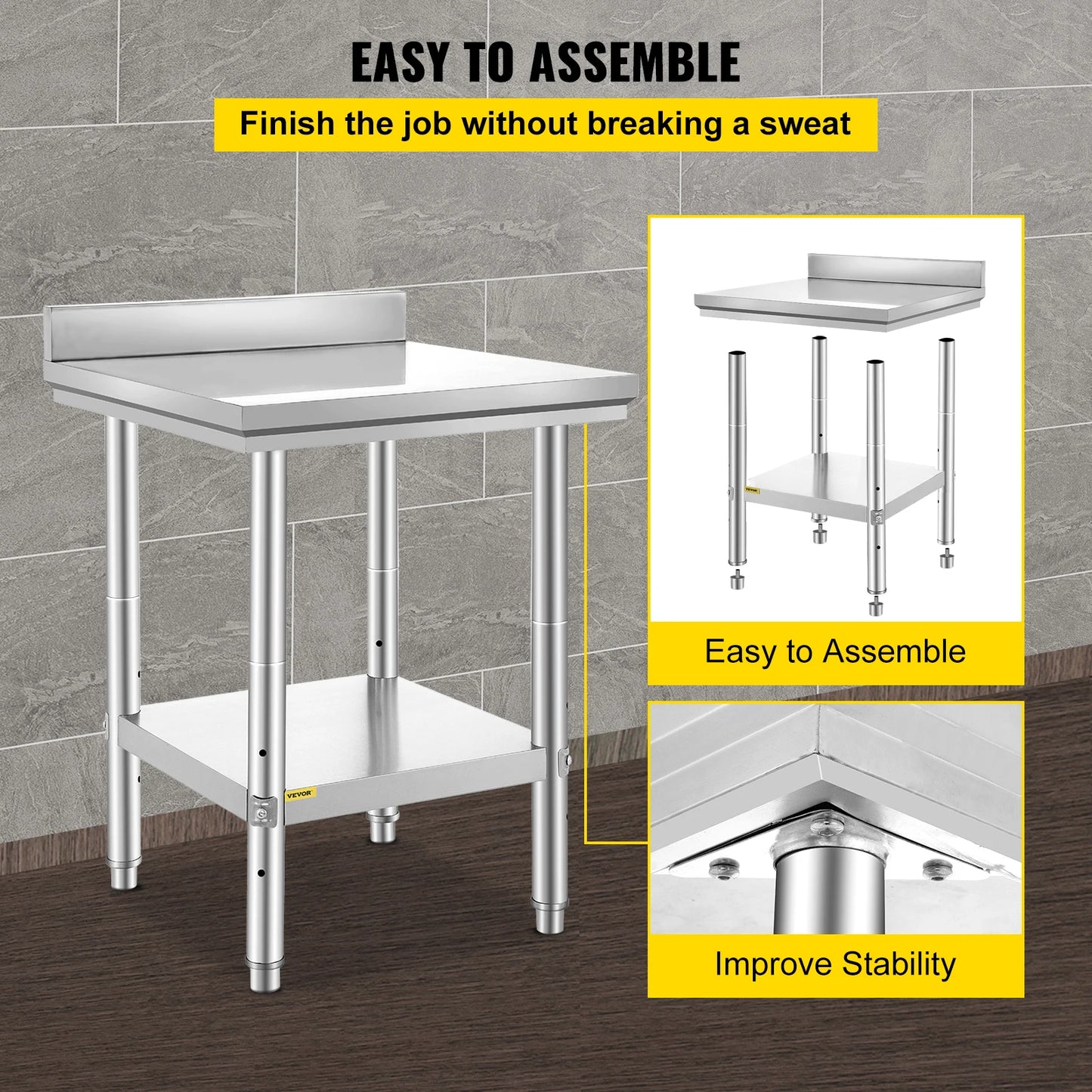 Stainless Steel Catering Table With Undershelf For Restaurant