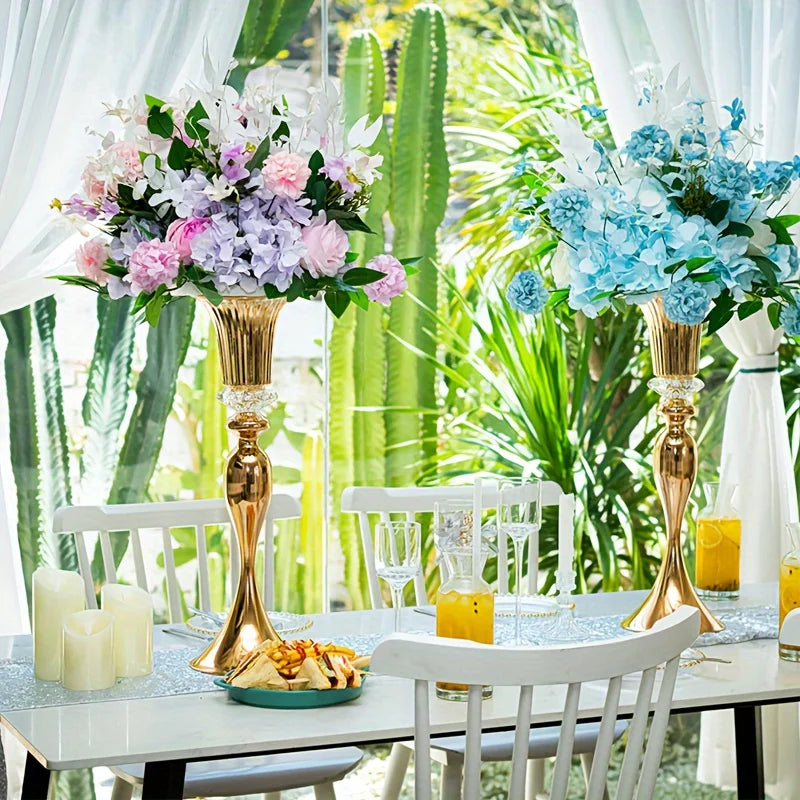 Crystal Flower Stands Centerpiece Vases Set Metal