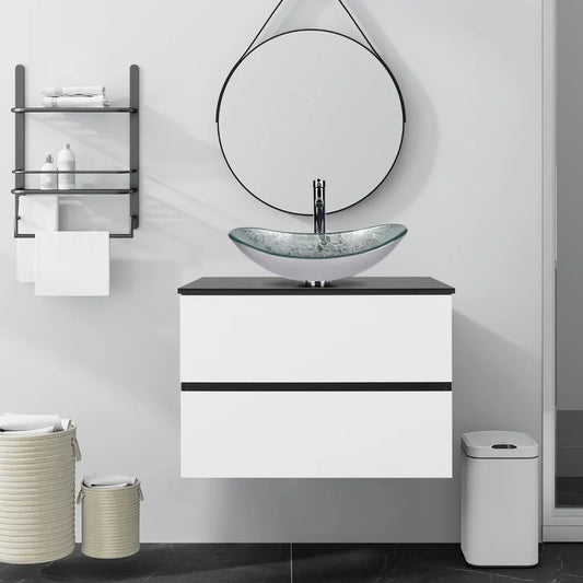 Wall Mounted Bathroom Vanity Cabinet With Two Drawers
