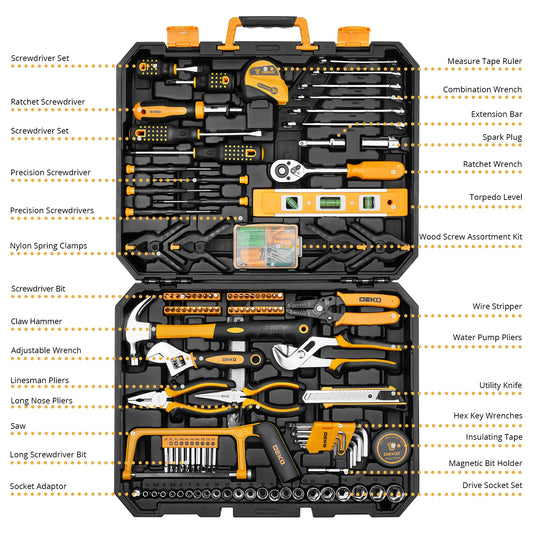 DEKOPRO 228 Piece Socket Wrench Auto Repair Tool Set Case