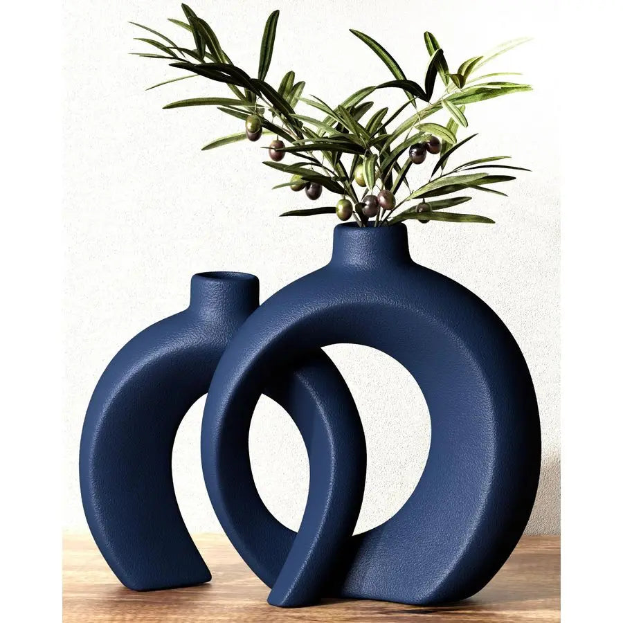 Donut Vase Set Of Two Ceramic Decorative Vases For Home