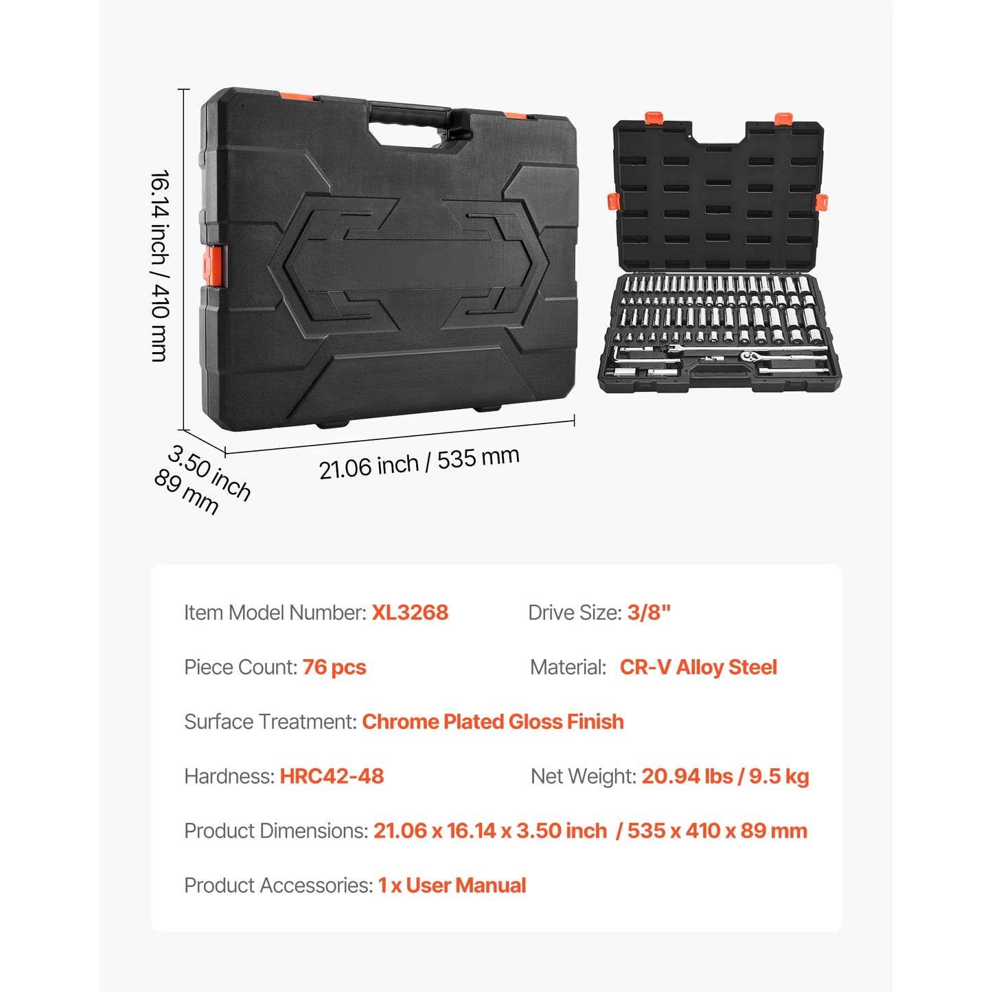 SucceBuy 86-Piece Socket Set With Ratchet Wrench