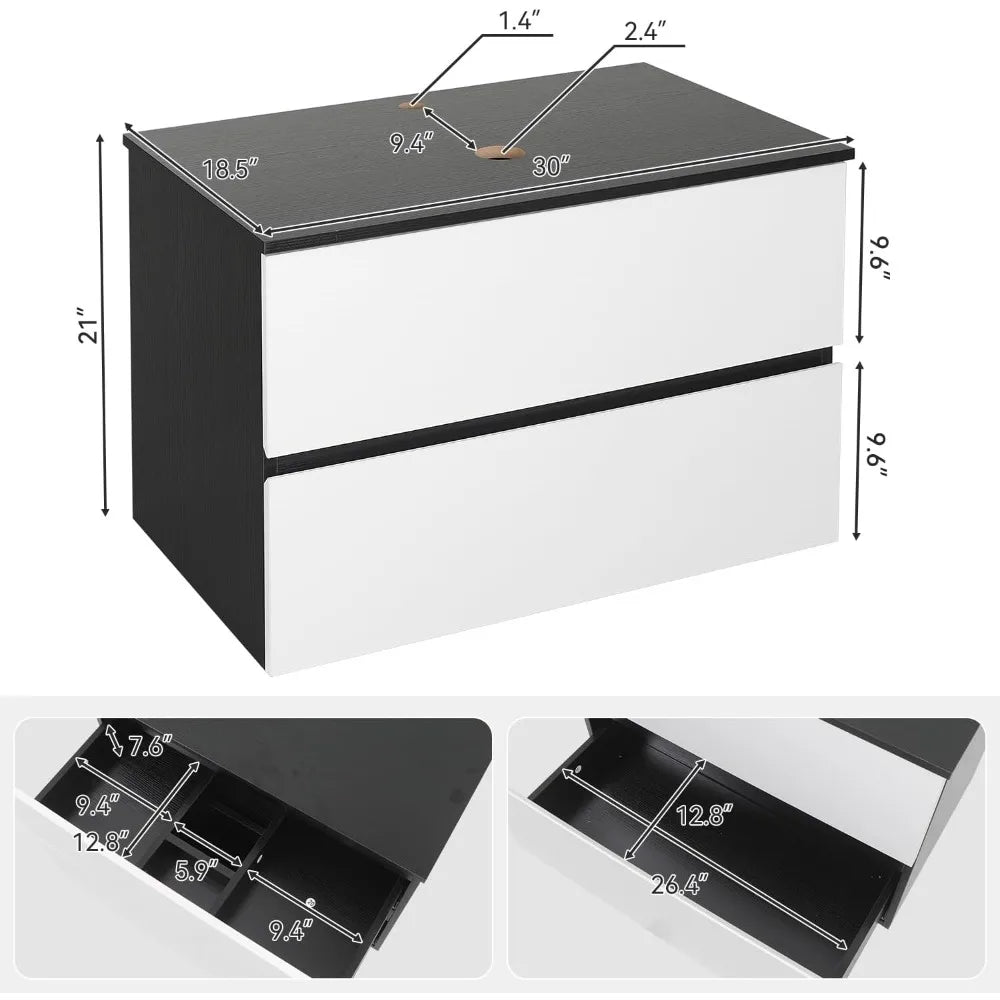 Wall Mounted Bathroom Vanity Cabinet With Two Drawers