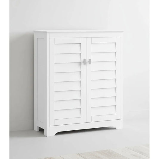Modern Bathroom Storage Cabinet With Shutter Doors And Adjustable Shelves