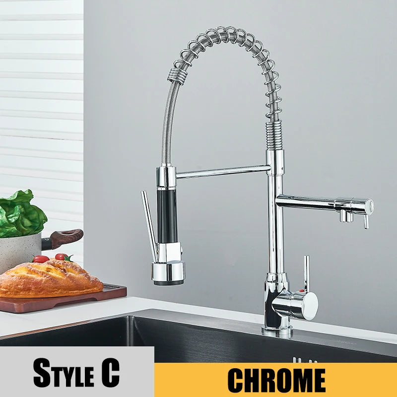 Wanmivezlo Kitchen Sink Faucet Pull-Down 2-Mode Hot Cold Deck-Mounted