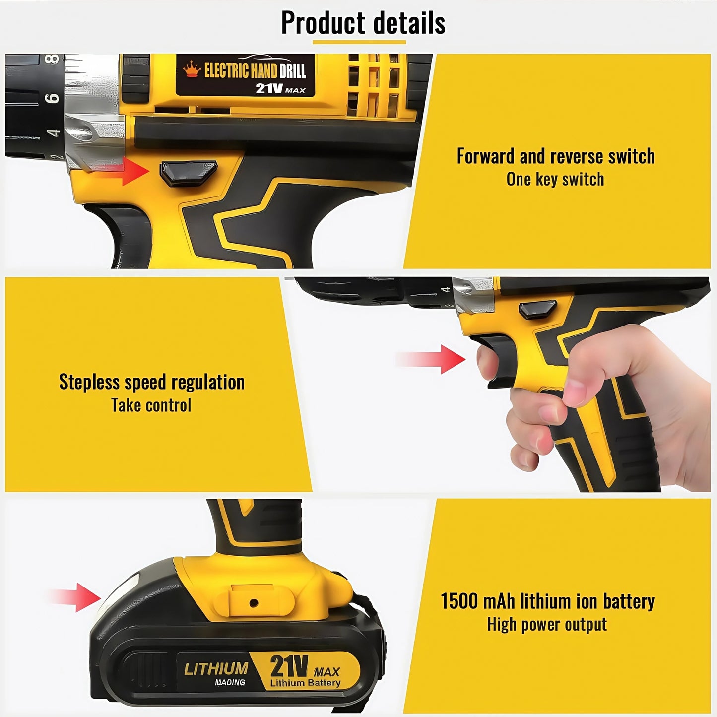 Lithium Battery Powered Drill And Screwdriver Combo Kit Home DIY