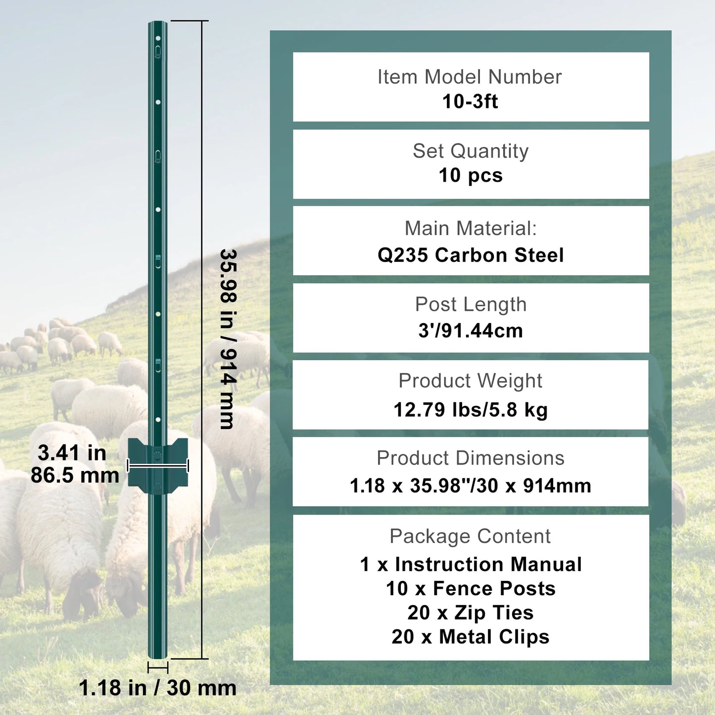 SucceBuy Heavy Duty T-Post Fence Post Steel Stakes