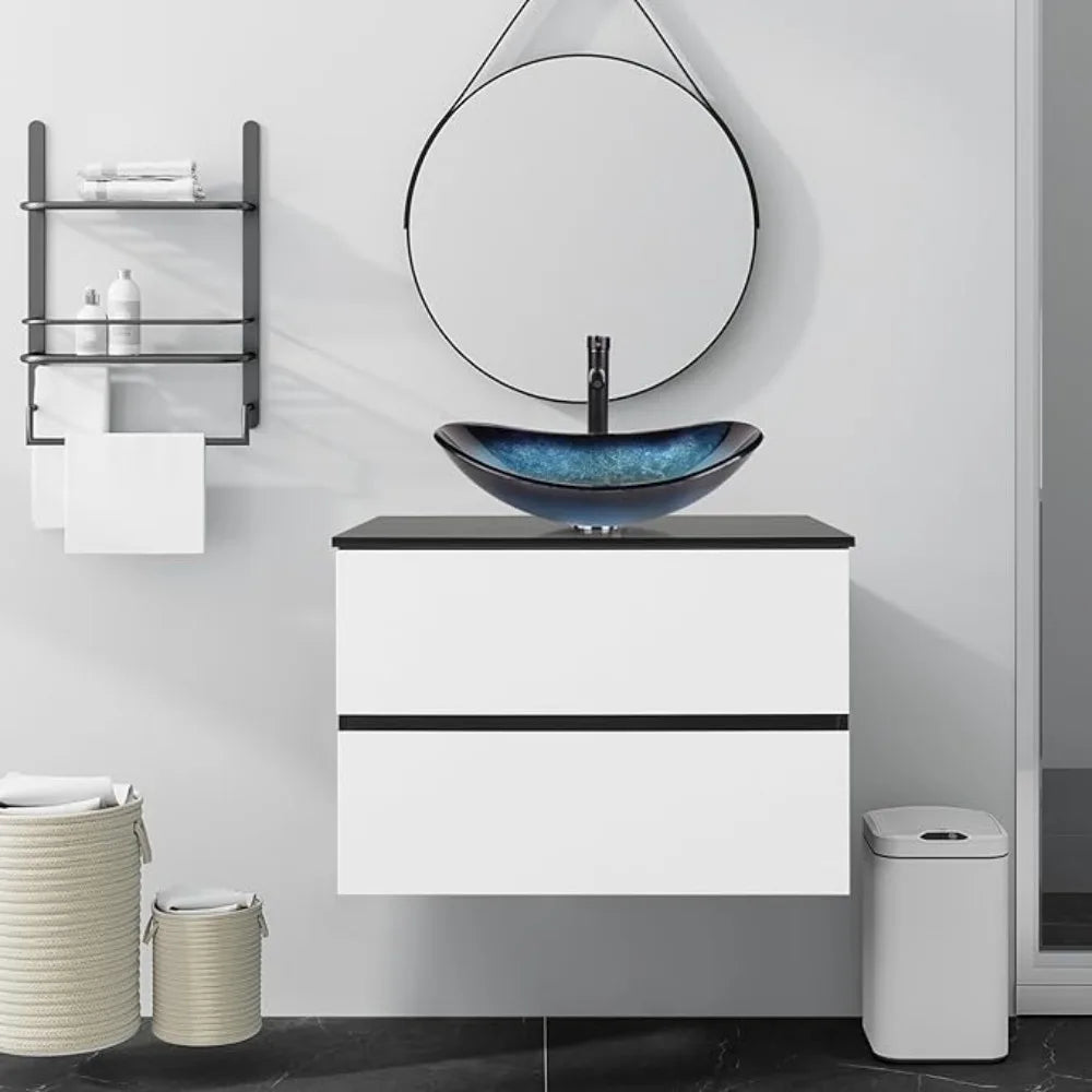 Wall Mounted Bathroom Vanity Cabinet With Two Drawers