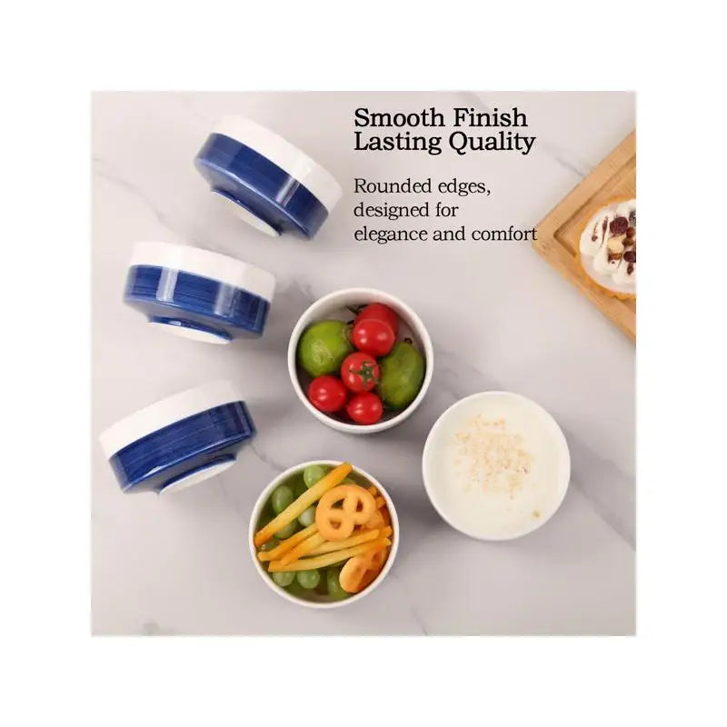 NONED Set Of 4 Ceramic Bowls Microwave And Dishwasher Safe