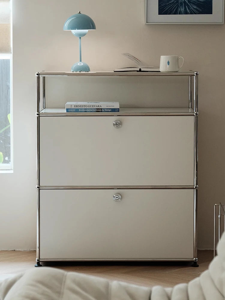 Bigcityfur Storage Cabinet Stainless Steel Metal Sideboard