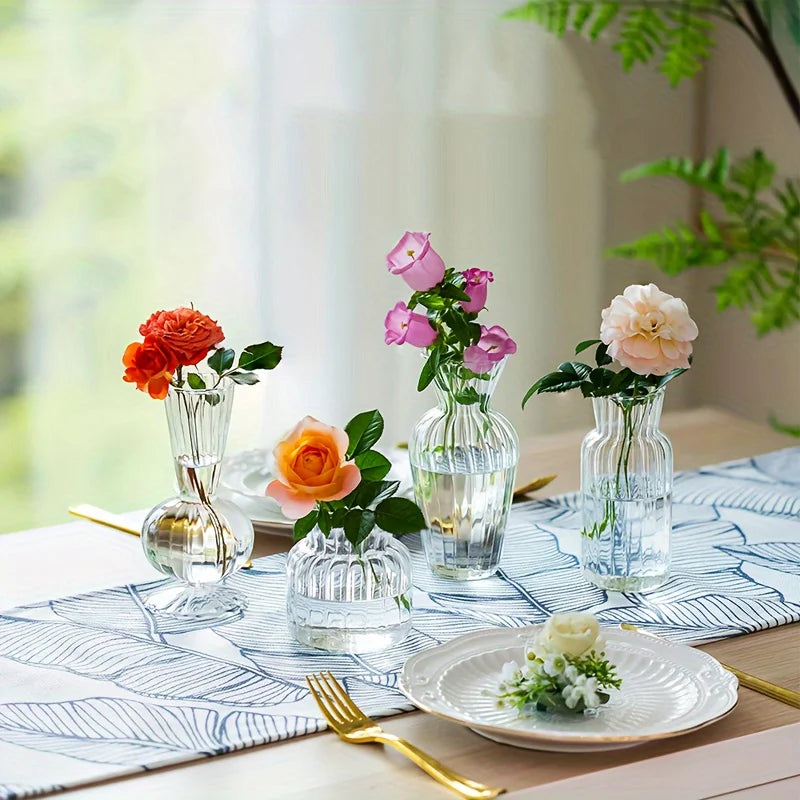 Modern Clear Glass Vase Set Mini Centerpieces for Wedding Decor