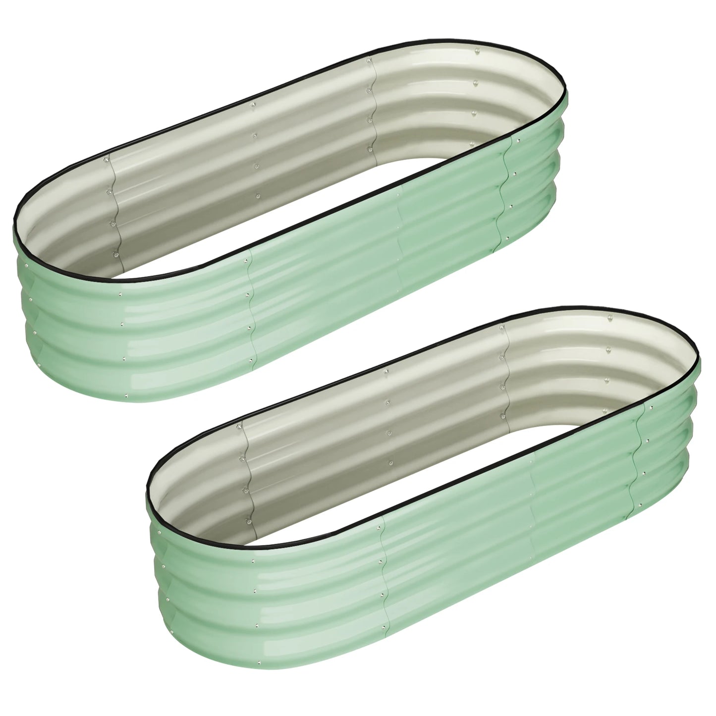 HiMISS Two Piece Oval Galvanized Raised Garden Bed Set