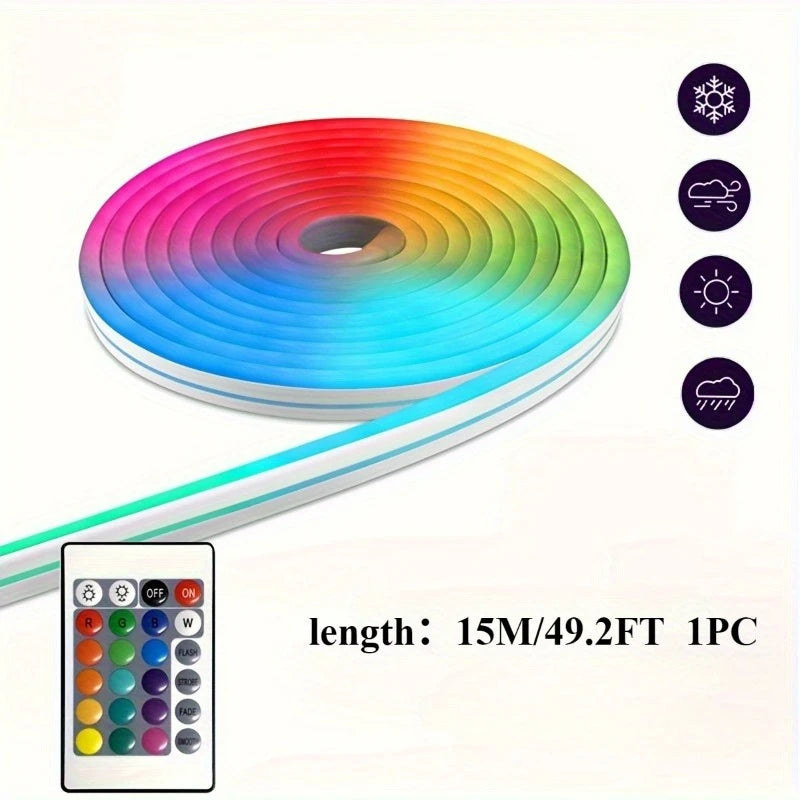 RGB Neon LED Rope Lights For Bedroom Flexible Changing LED Strip With Remote And App Control