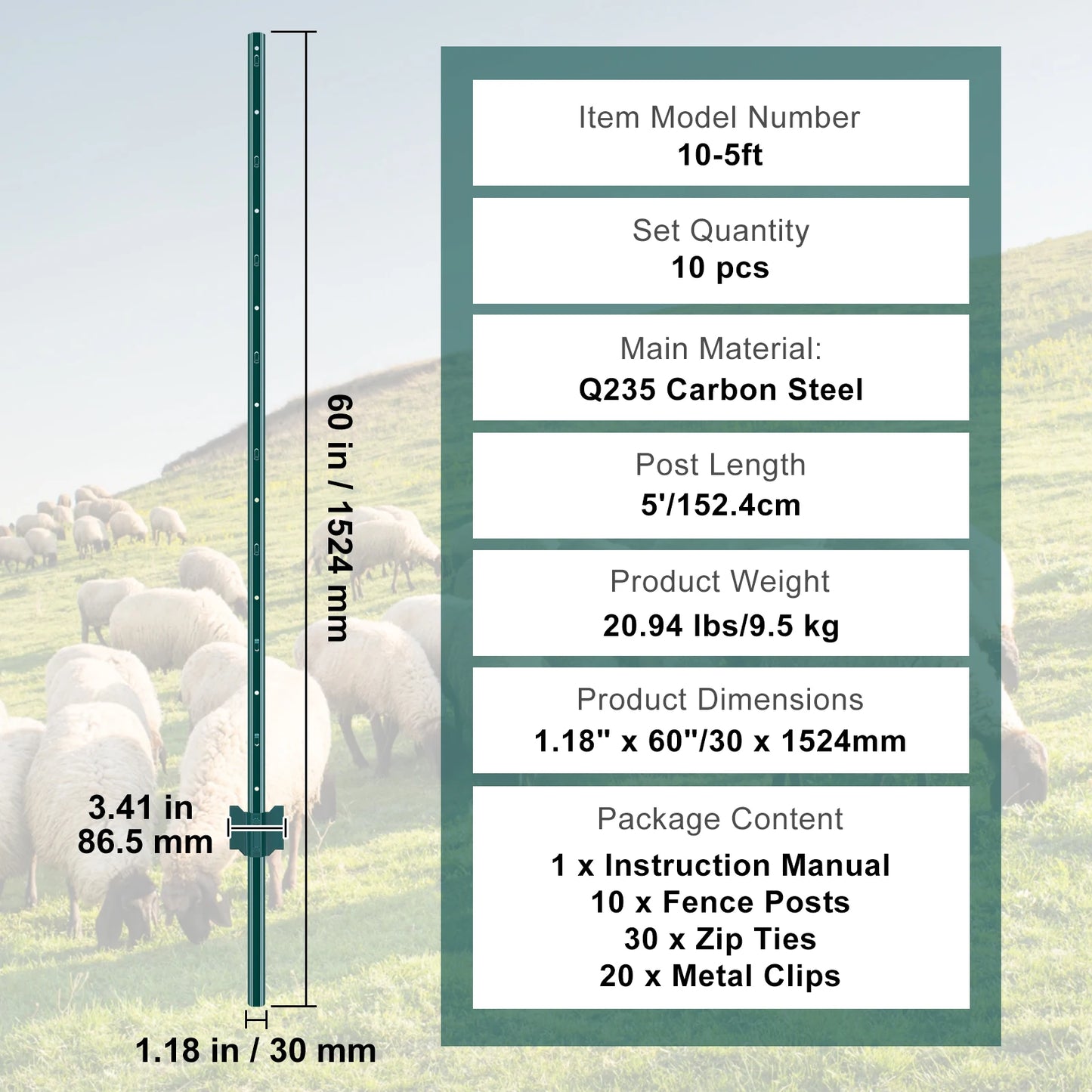 SucceBuy Heavy Duty T-Post Fence Post Steel Stakes