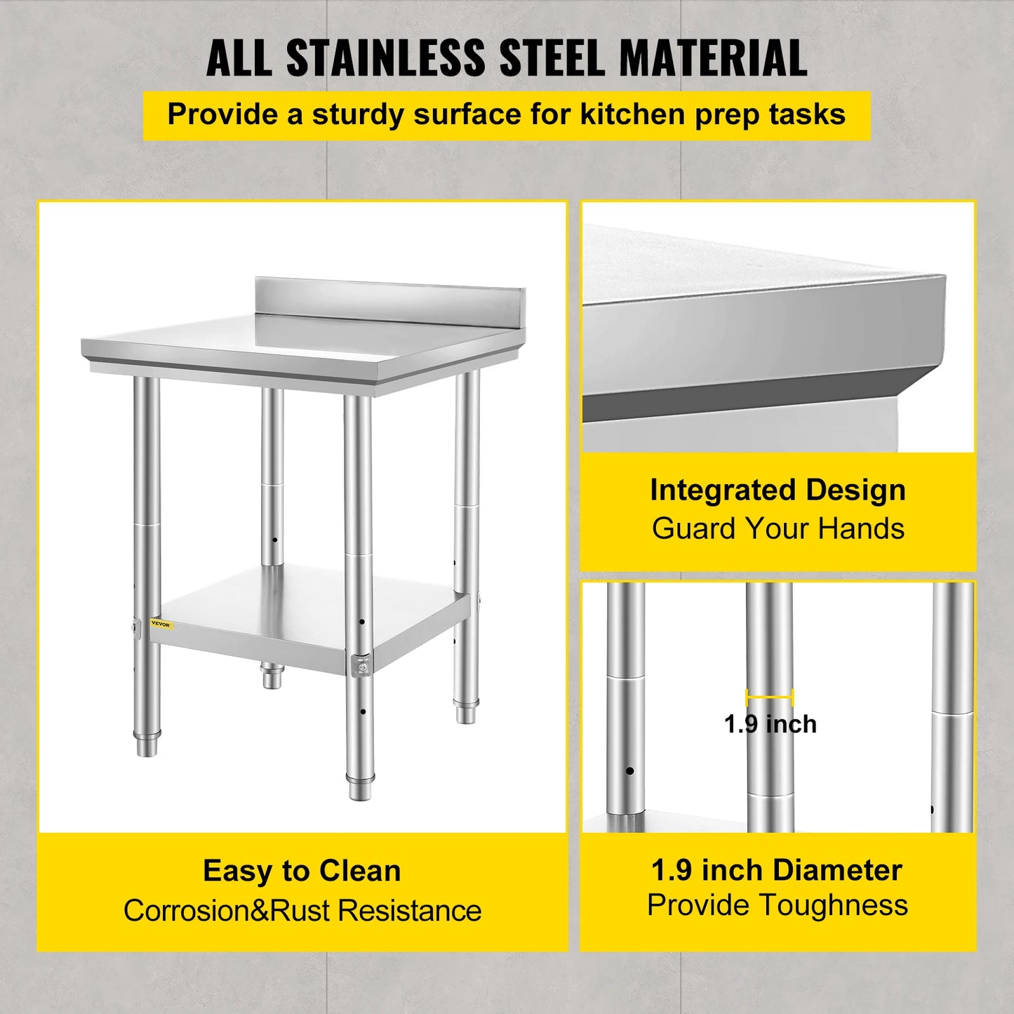 Stainless Steel Catering Table With Undershelf For Restaurant