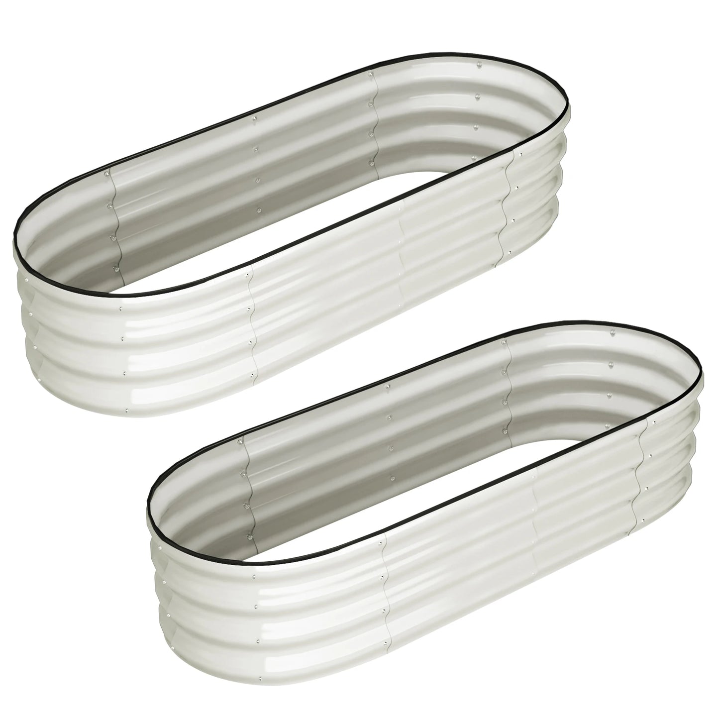 HiMISS Two Piece Oval Galvanized Raised Garden Bed Set