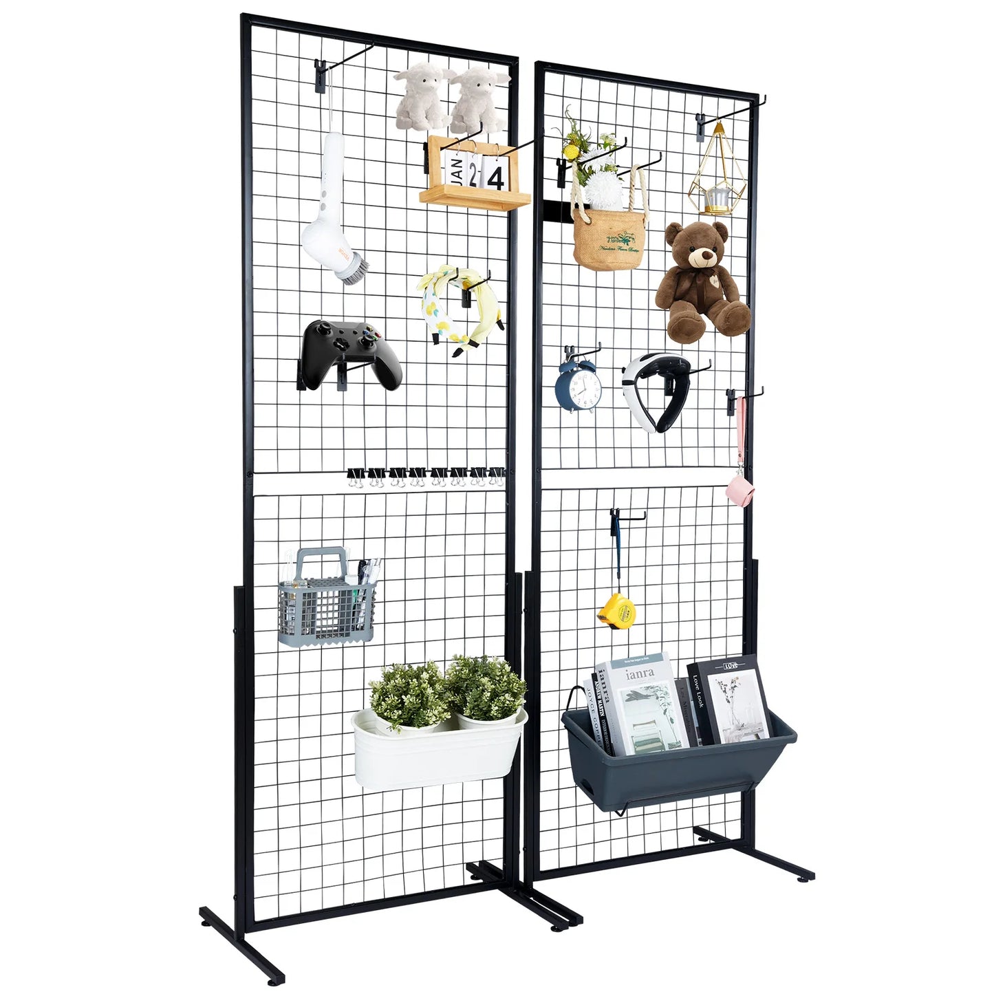 SucceBuy Grid Wall Panels Wire Gridwall Display Racks With Hooks