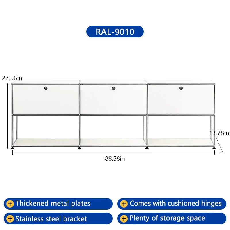 Bigcityfur Storage Cabinet Stainless Steel Metal Sideboard