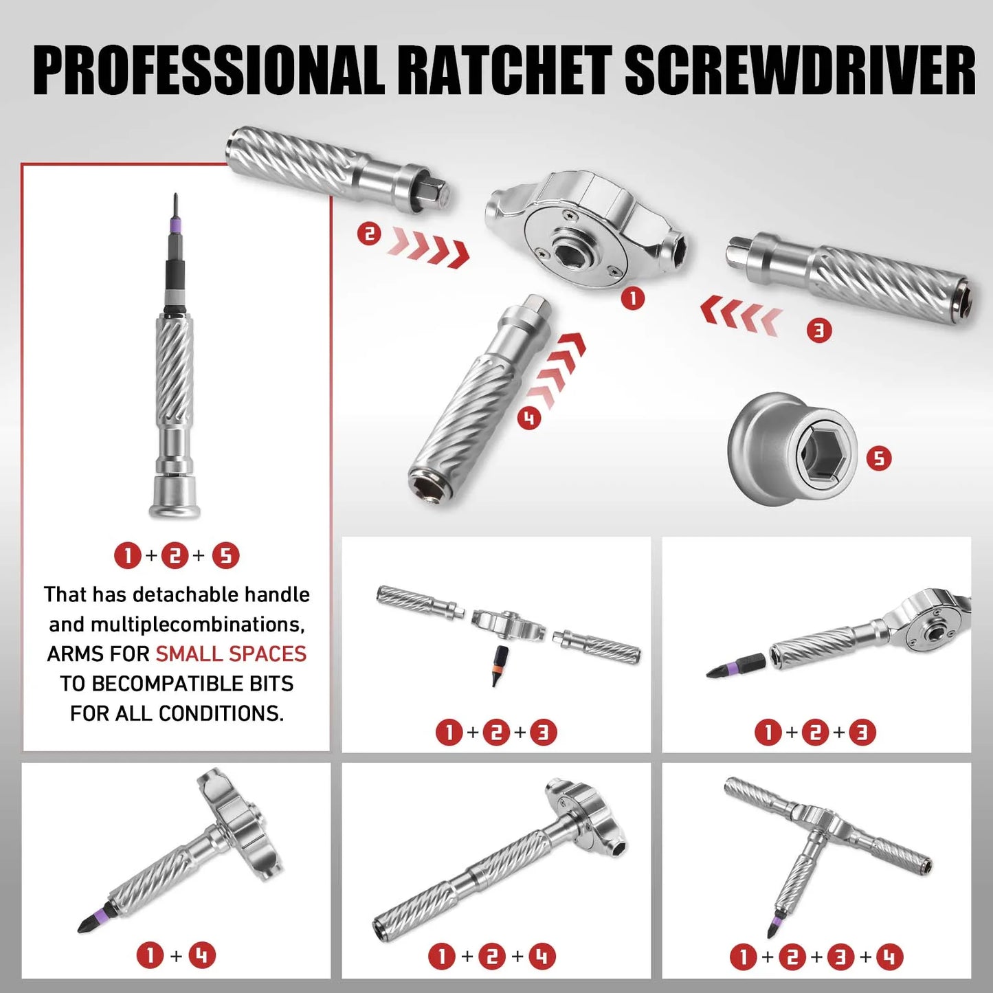 VMAN 66-in-1 Multifunction Ratchet Screwdriver Set With Magnetic Bits For PC And Desk Repair