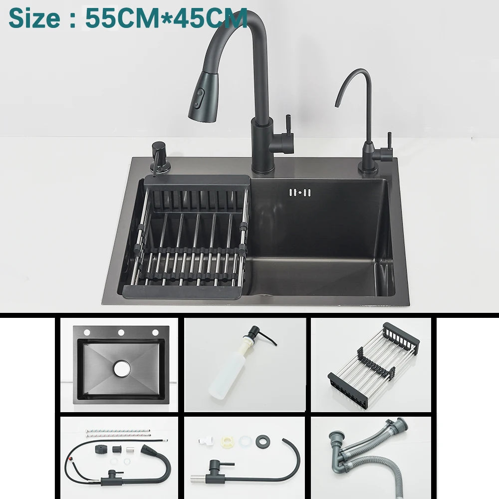 Stainless Steel Undermount Single Bowl Kitchen Sink With Digital Display