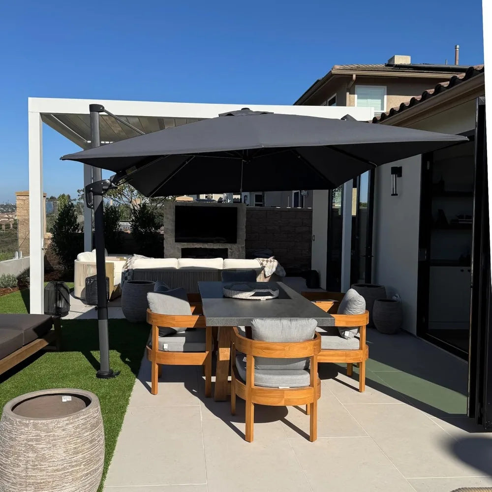 Cantilever Left Right Tilting Swivel Rectangular Patio Umbrella Aluminum Offset