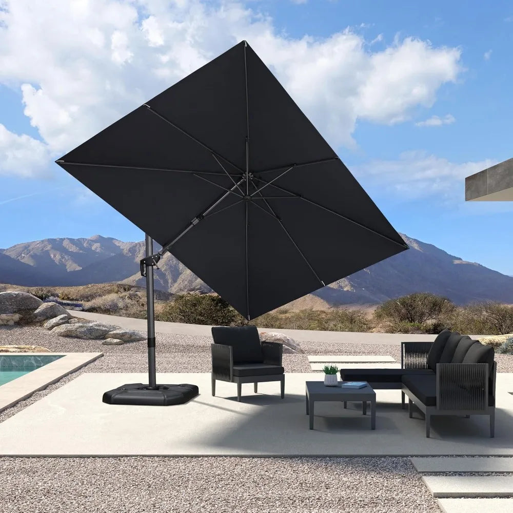 Cantilever Left Right Tilting Swivel Rectangular Patio Umbrella Aluminum Offset