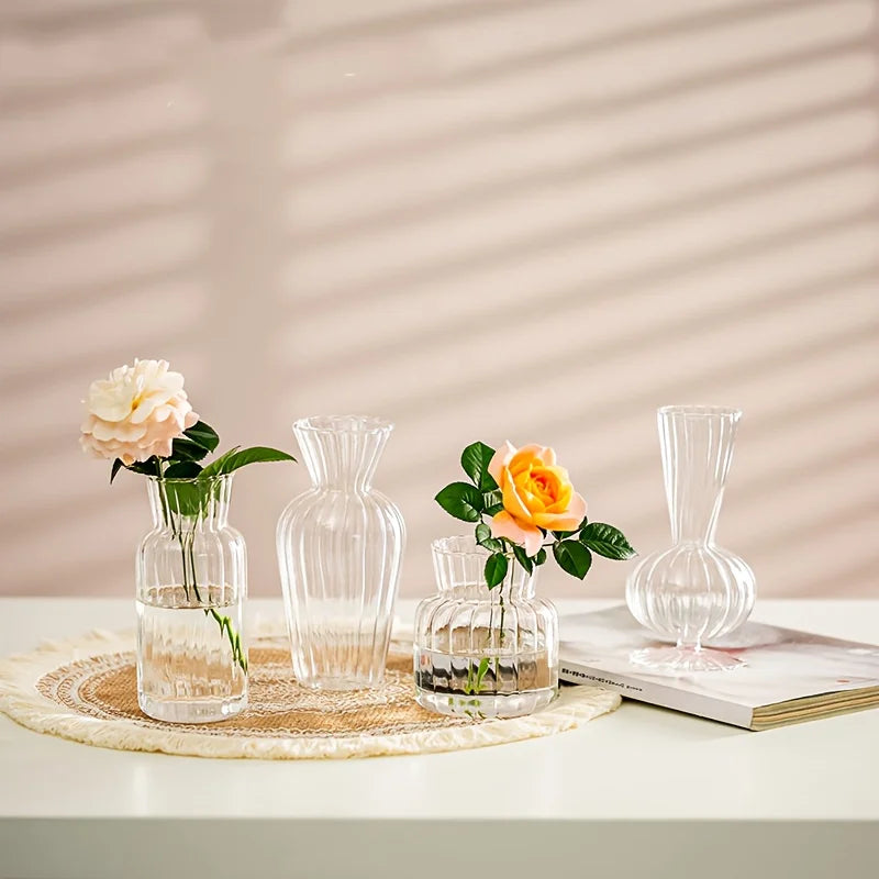 Modern Clear Glass Vase Set Mini Centerpieces for Wedding Decor