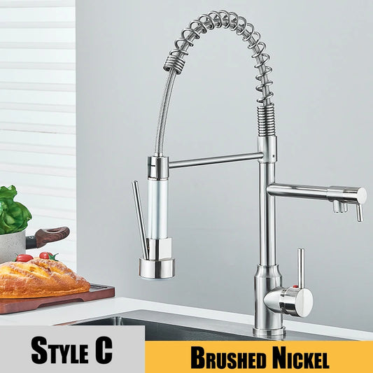 Wanmivezlo Kitchen Sink Faucet Pull-Down 2-Mode Hot Cold Deck-Mounted