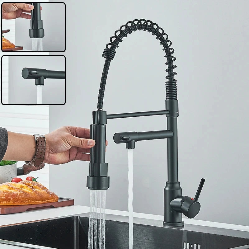 Wanmivezlo Kitchen Sink Faucet Pull-Down 2-Mode Hot Cold Deck-Mounted