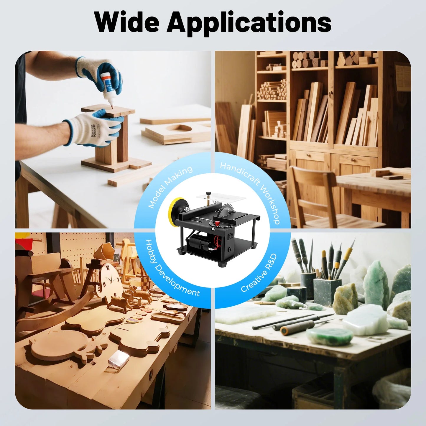 Mini Table Saw Portable 200W 7 Speed Adjustable