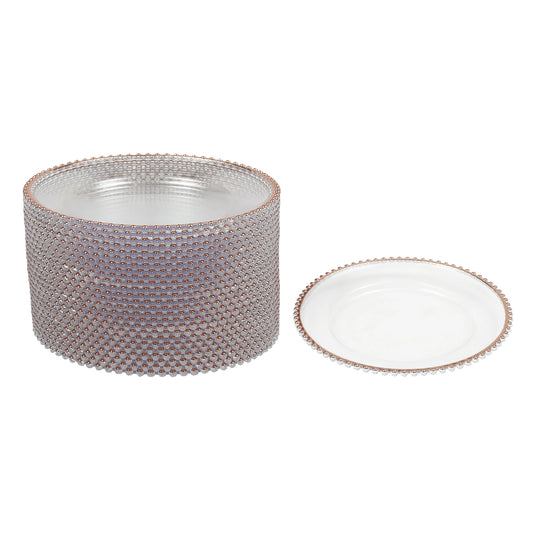 Beaded Round Charger Plates 25Pcs Metallic Finish