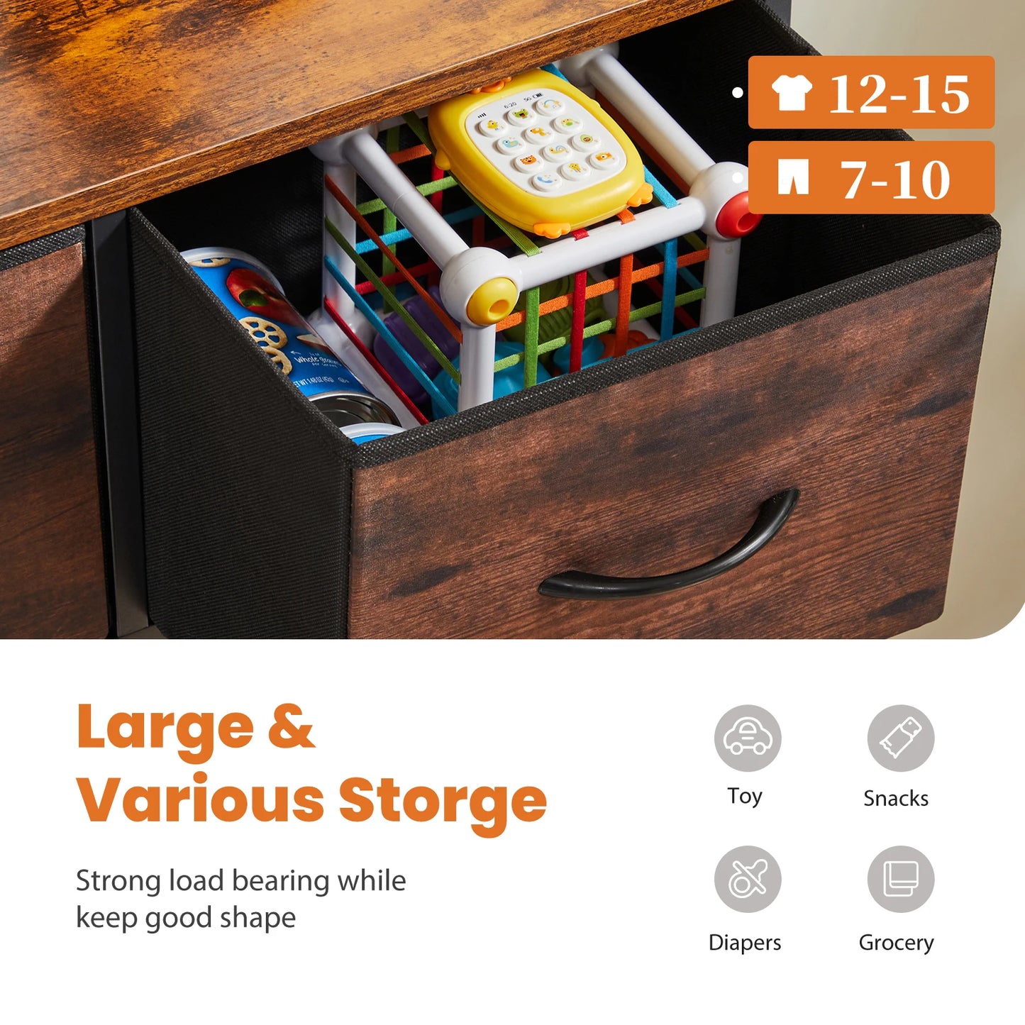 JHK Dresser Wardrobe With 9 Fabric Storage Drawers