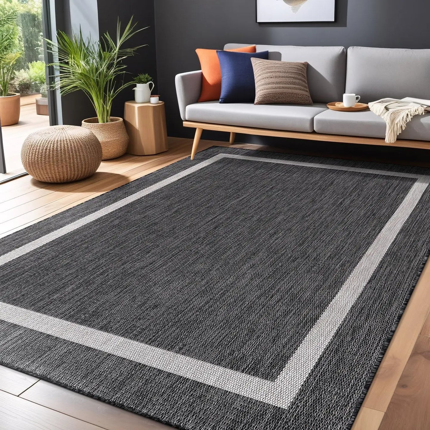 Outdoor Washable Rug, Waterproof Non-Shedding Area Carpet For Patio And Indoor Use