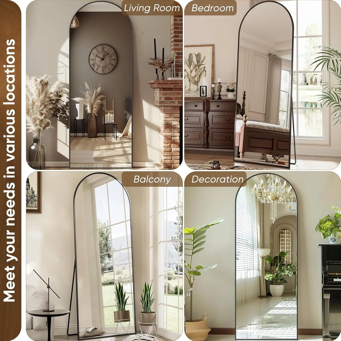 Antok Rectangular Floor Mirror With Stand For Bedroom And Living Room Cloakroom Decor