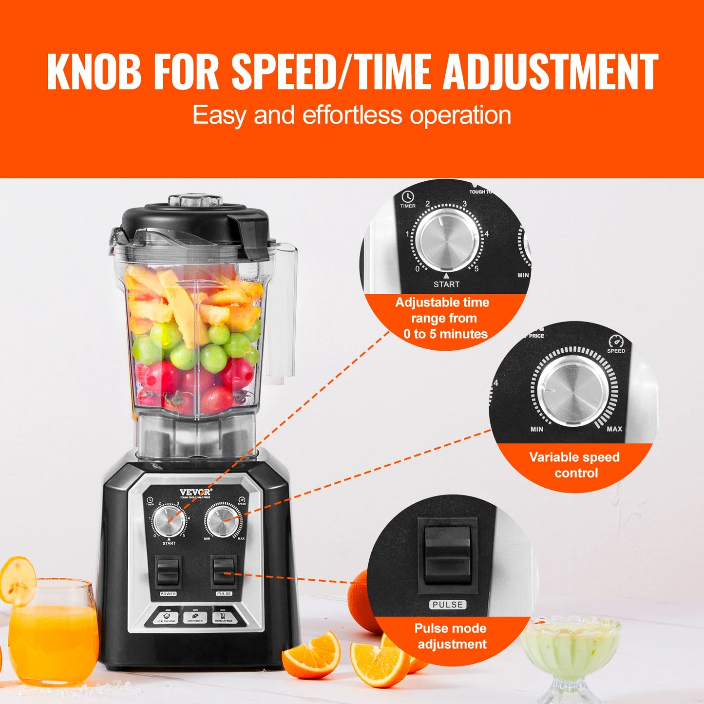 SucceBuy Professional Countertop Blender for Smoothies and Sauces