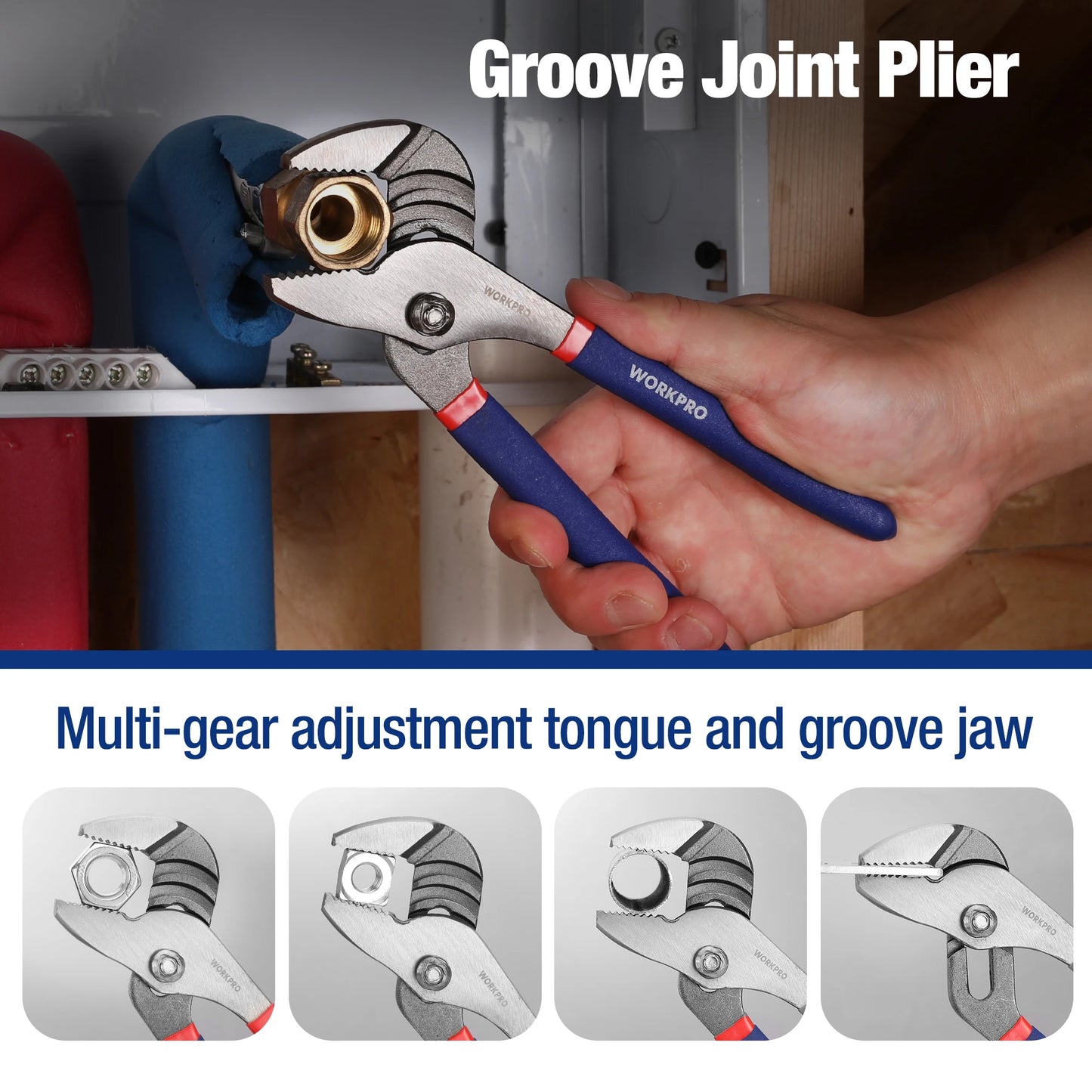 WORKPRO 7-Piece Pliers Set With Groove Joint And Diagonal Pliers