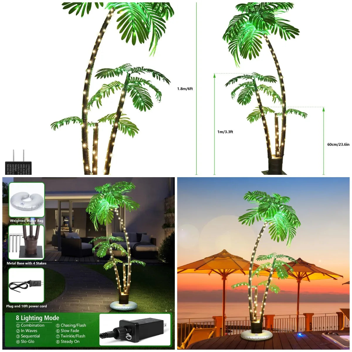 XMSJ Lighted Palm Tree LED Outdoor Decor For Patio Garden