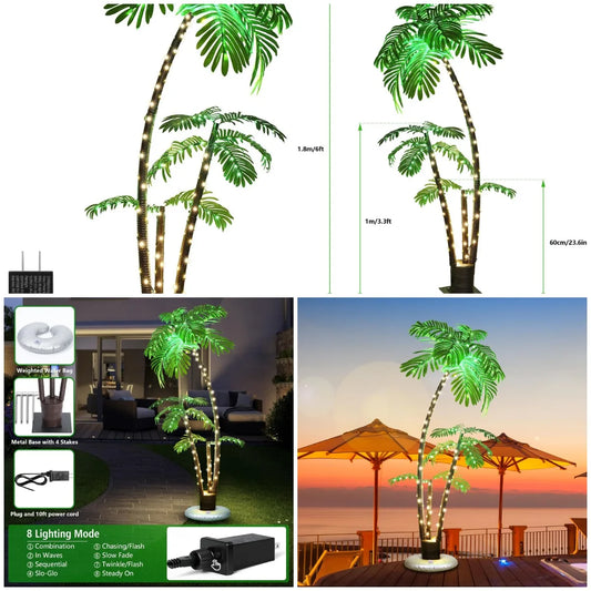 XMSJ Lighted Palm Tree LED Outdoor Decor For Patio Garden