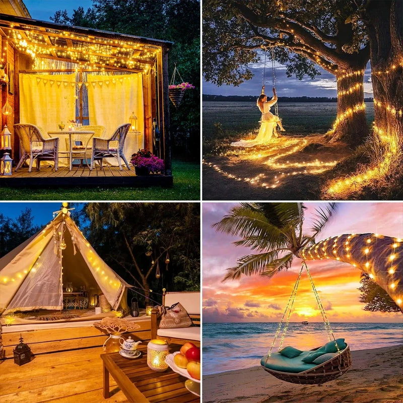 Minetom Outdoor Solar String Lights, 300LED, 8 Modes